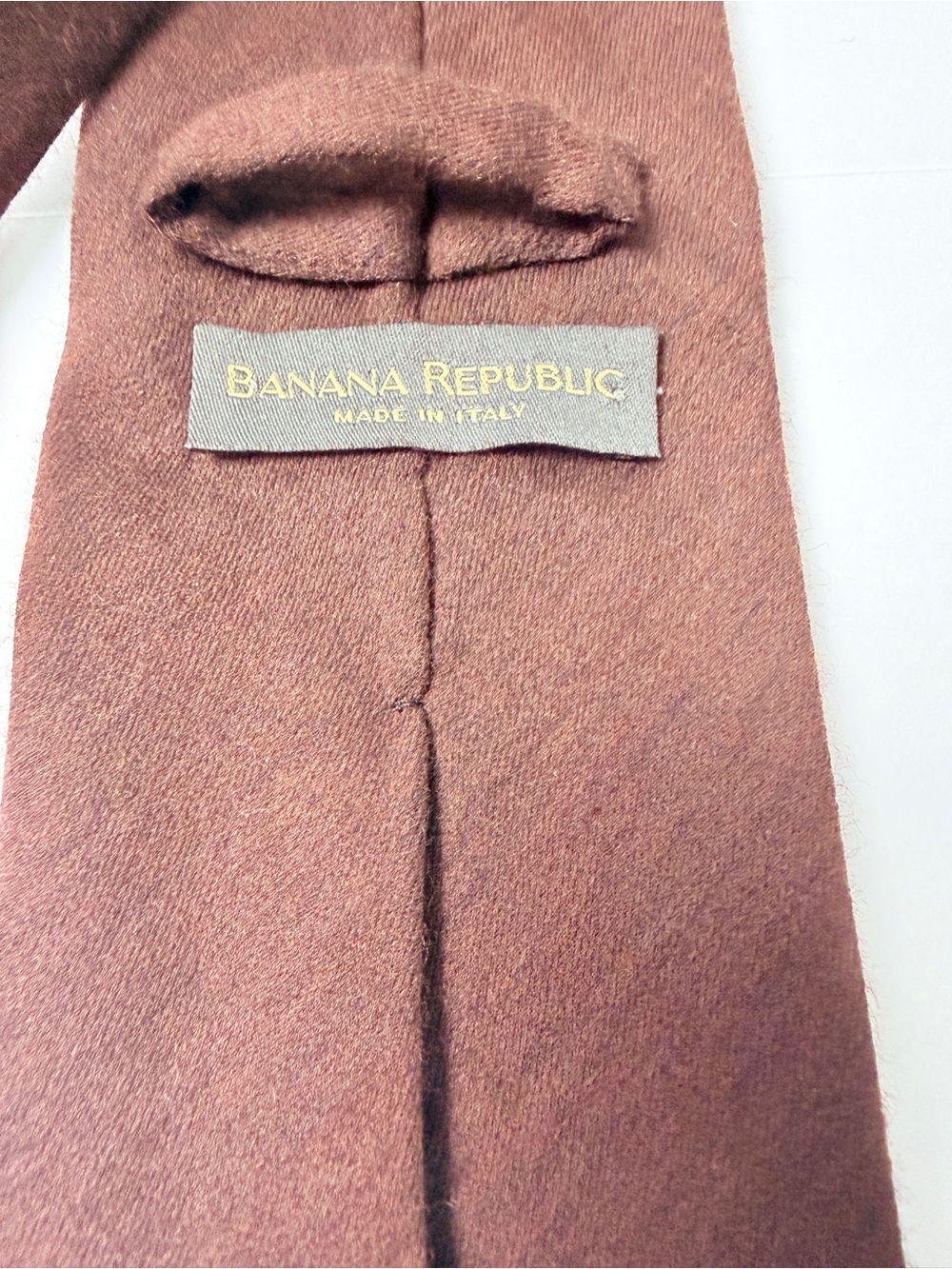 Banana Republic Brown Wool Silk Tie Made In Italy Solid Textured Necktie Mens - Picture 2 of 8